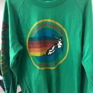 Aviator Nation Vibrant Green Crewneck Sweatshirt Sz L